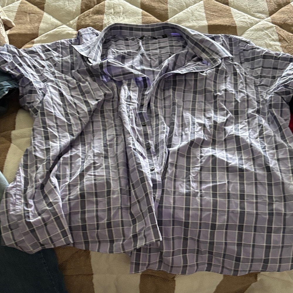 Casual big and tall Lavender Checkered Men's Shirt